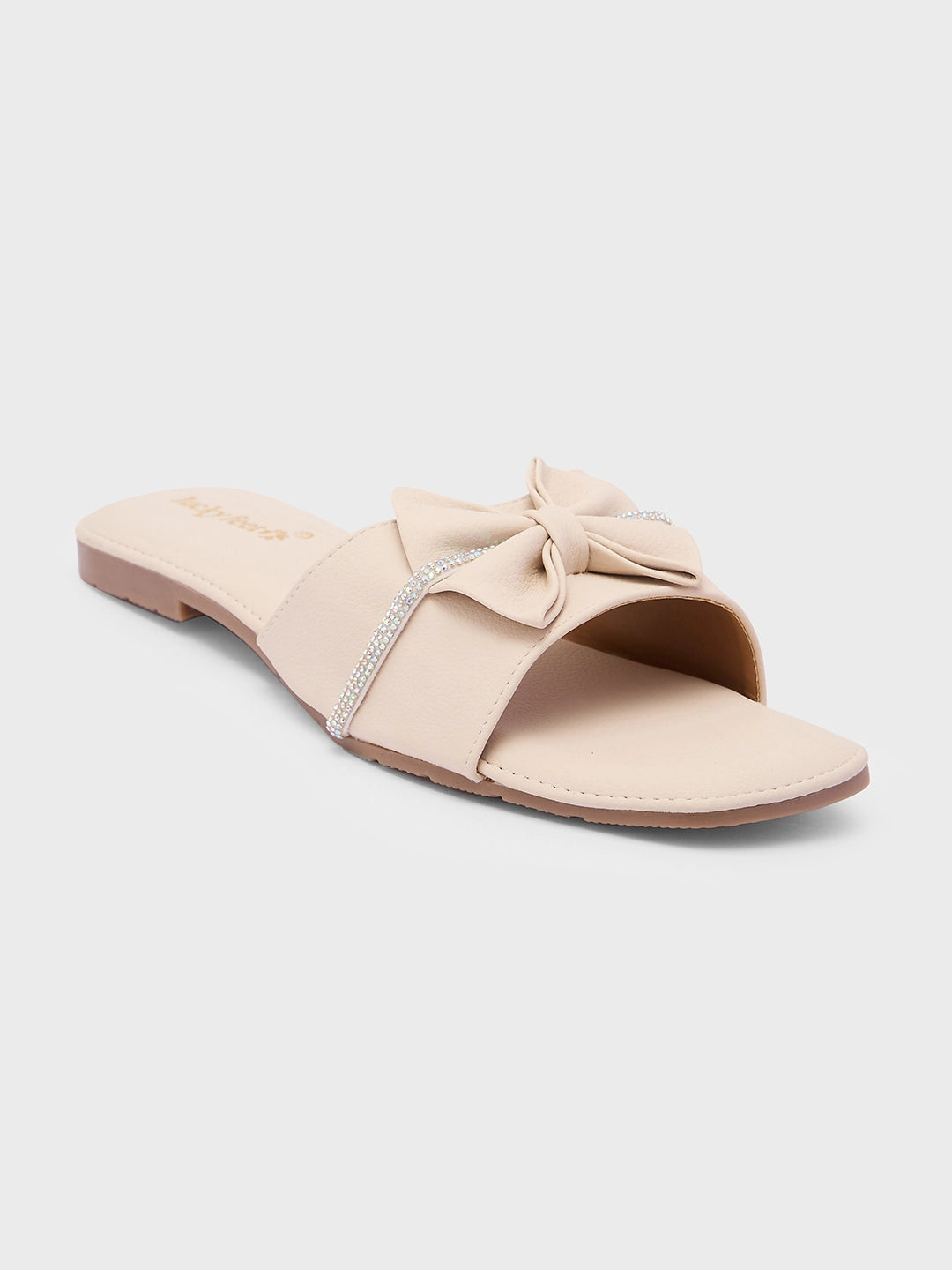 Lucky Feet Women Bow Flat Slipper with Glitter Strap