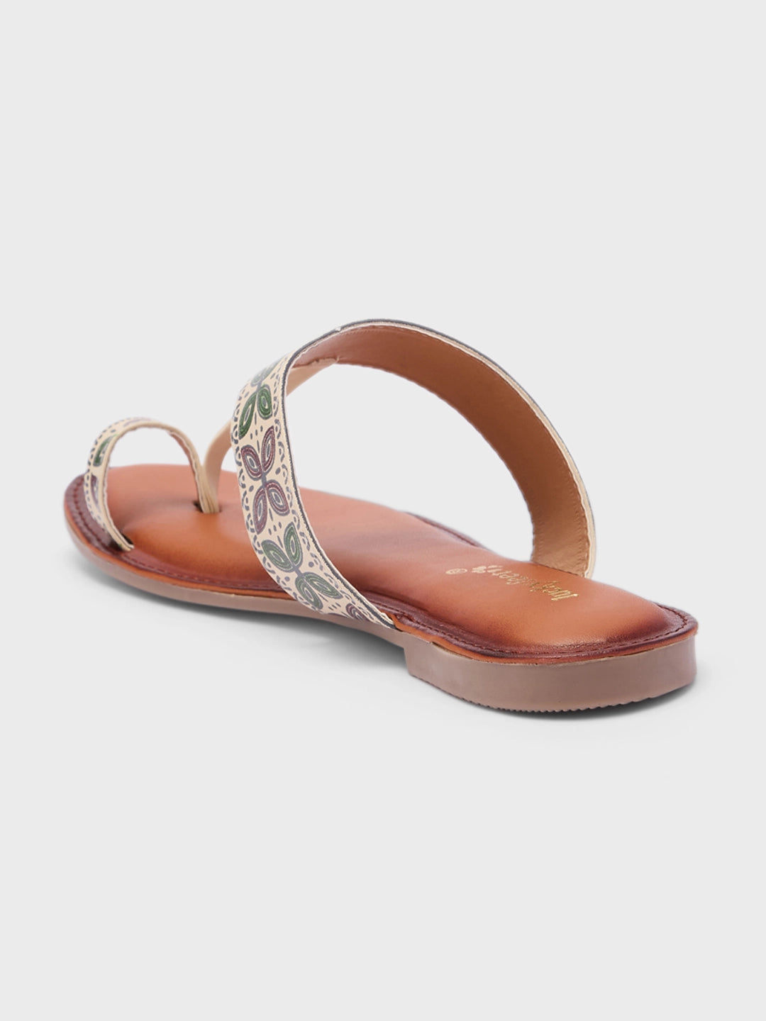Lucky Feet Printed Toe-Ring Slipper for Women, Flat Bohemian Slipper, Lightweight Comfortable Flat Slipper