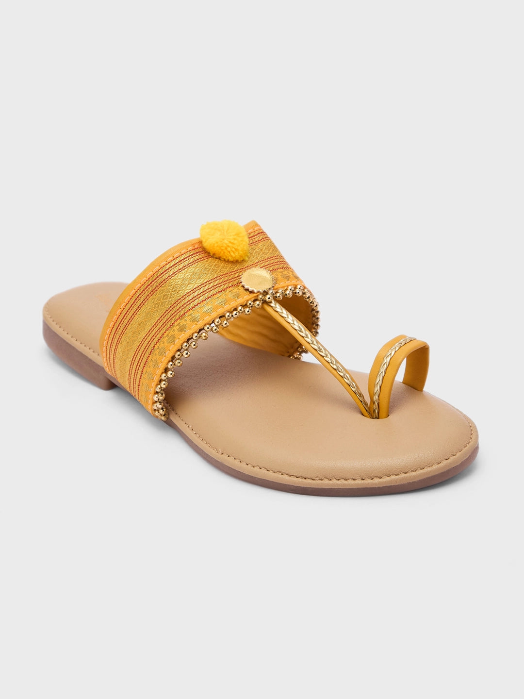 Lucky Feet Zari Toe-Ring Slipper, Women Festive Slipper, Traditional Indian Slippers, Comfortable Zari Slipper for Women