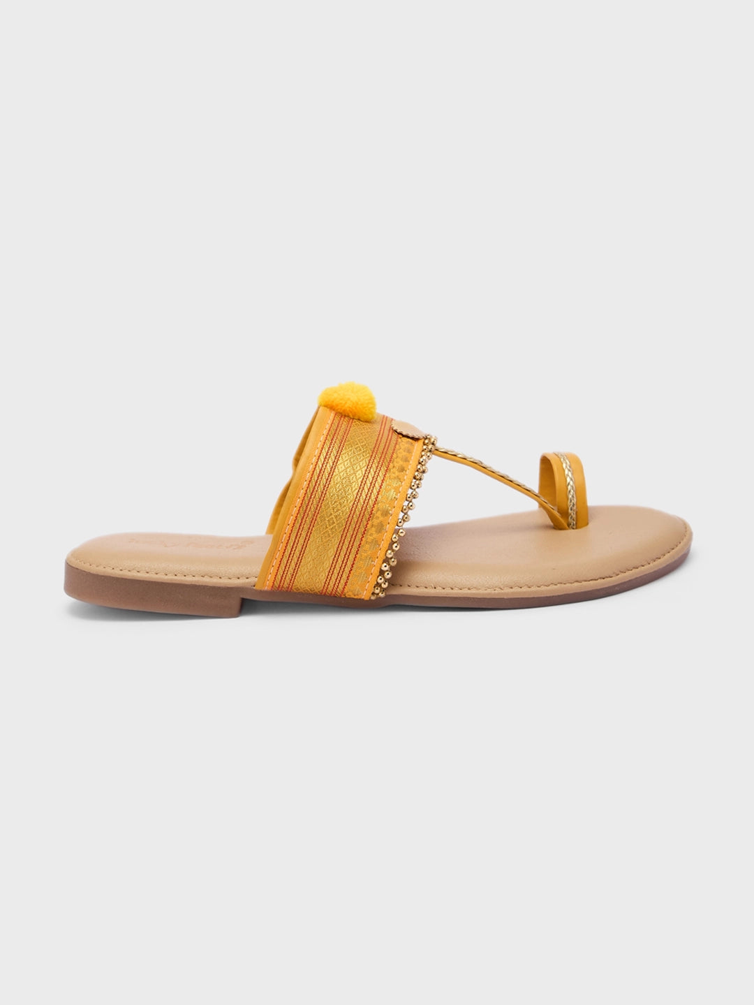 Lucky Feet Zari Toe-Ring Slipper, Women Festive Slipper, Traditional Indian Slippers, Comfortable Zari Slipper for Women