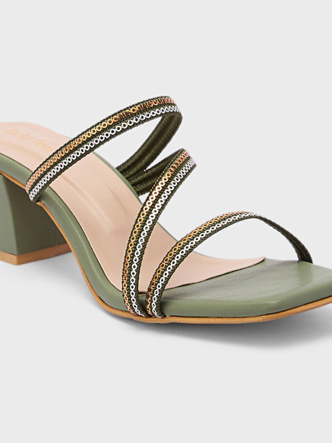 Lucky Feet Festive Strappy Block Heels, Women Party Sandals, Bohemian Block Heels, Unique Strap Sandals, Comfortable Festive Heels