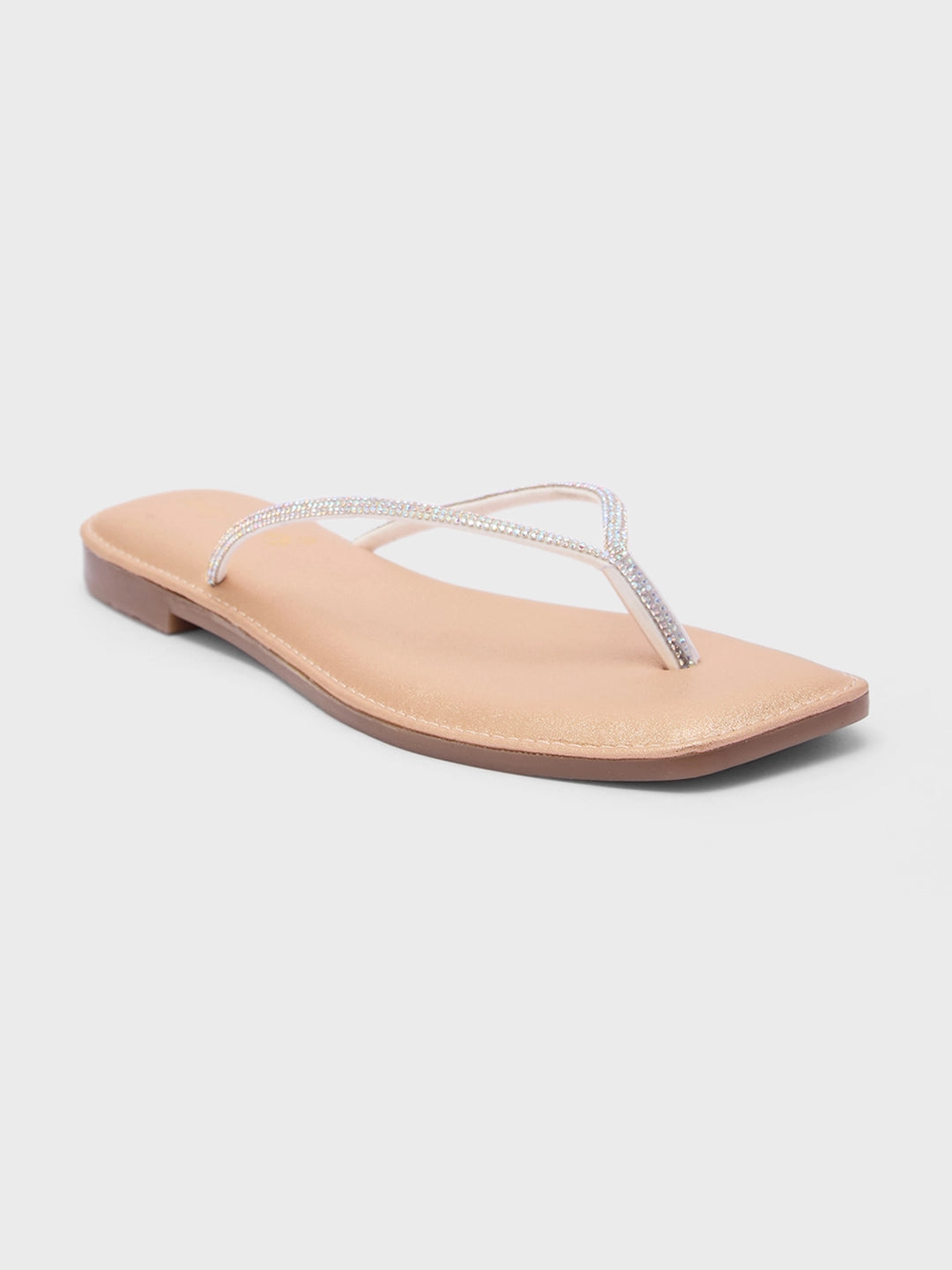 Lucky Feet Glitter V-Strap Flat Slipper for Women Sparkly Flats, Comfortable and Modern Flats Slipper