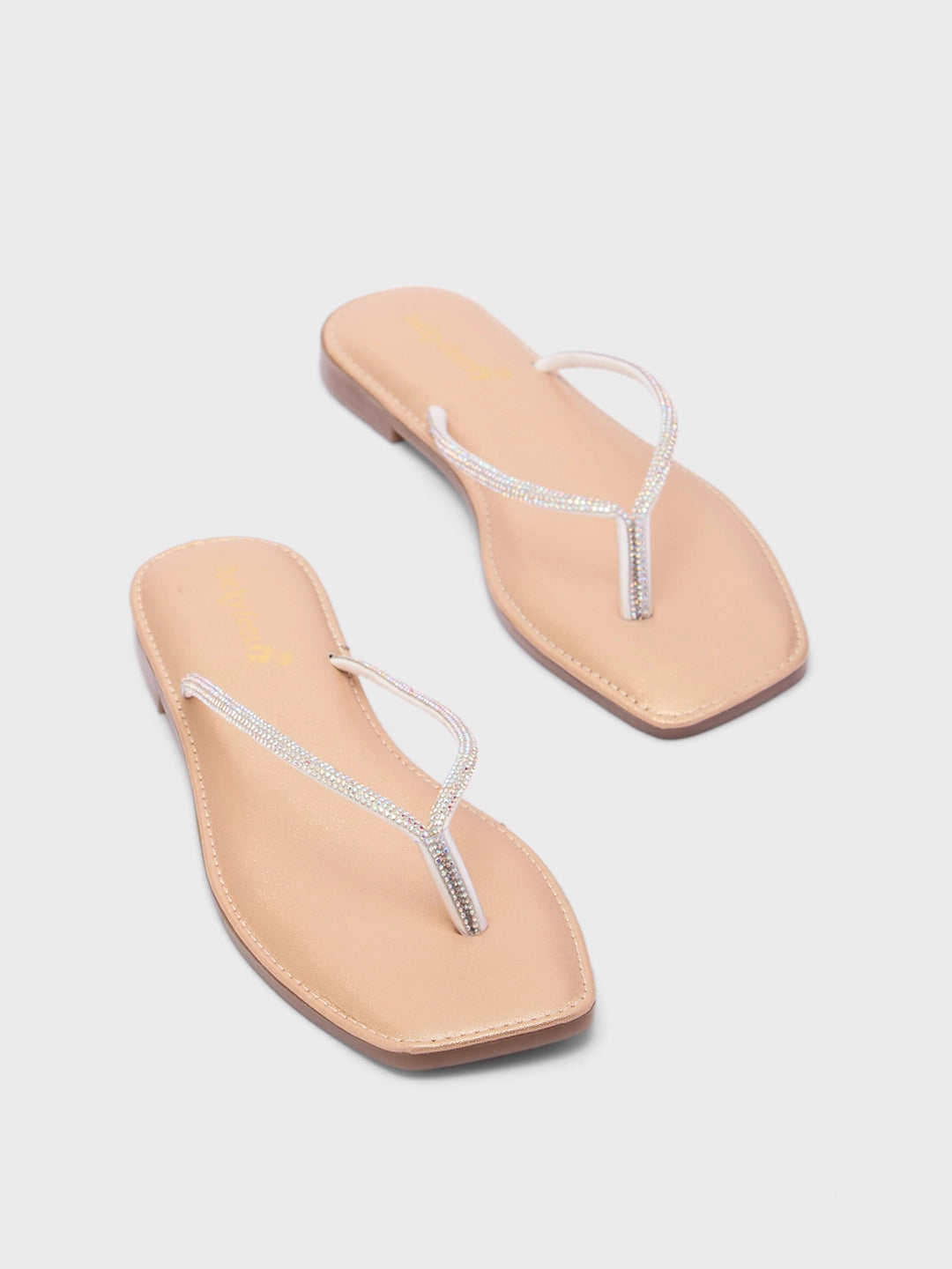 Lucky Feet Glitter V-Strap Flat Slipper for Women Sparkly Flats, Comfortable and Modern Flats Slipper