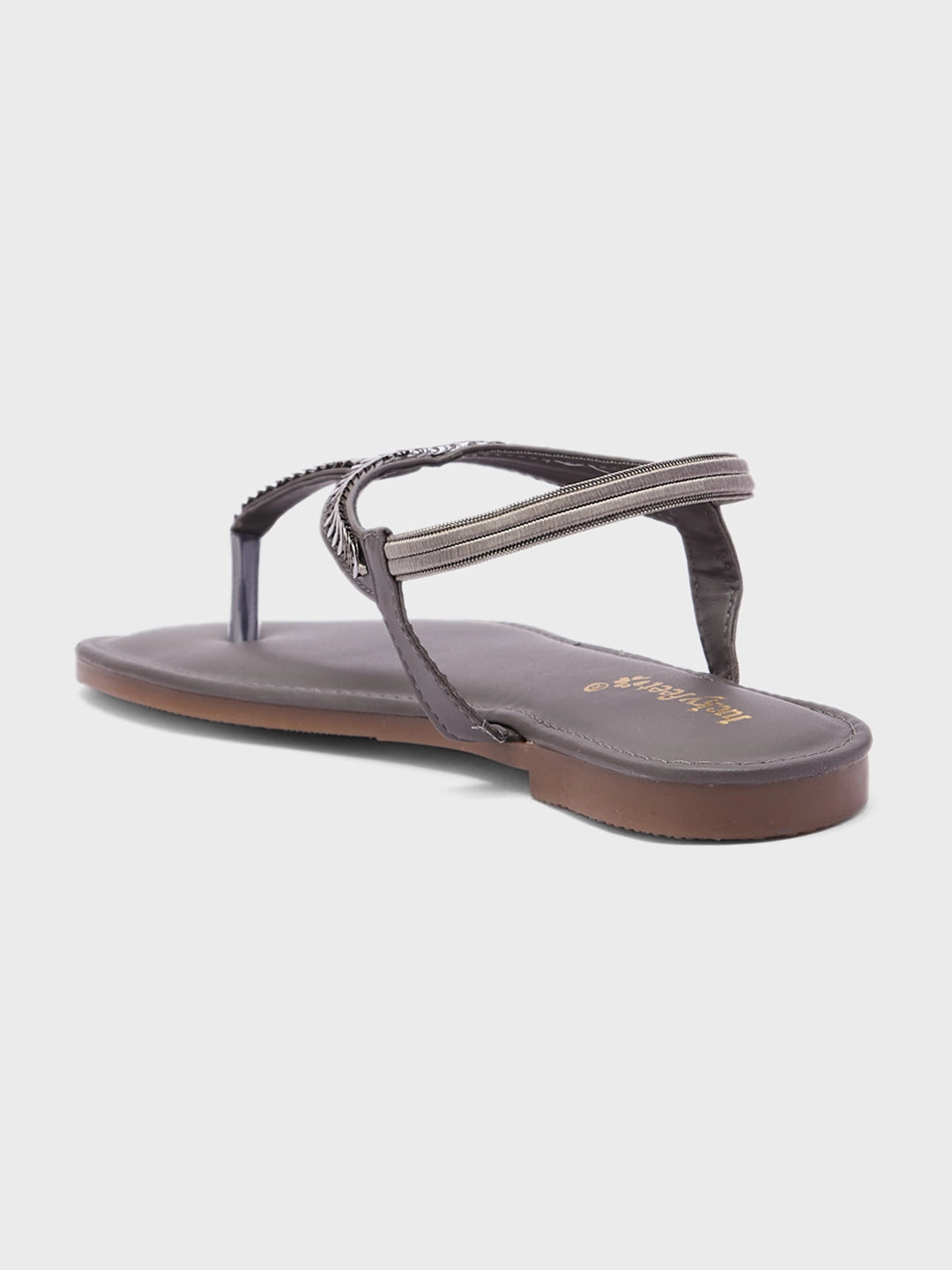 Lucky Feet Metal Trim Flat Sandal For Women, Toe-Ring Sandals, Comfortable and Modern Flat Sandals