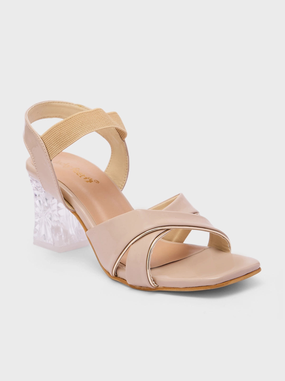Lucky Feet Transparent Block Heels For Women, Crisscross Strap Sandals, Women Modern Heels, Unique Party Sandals
