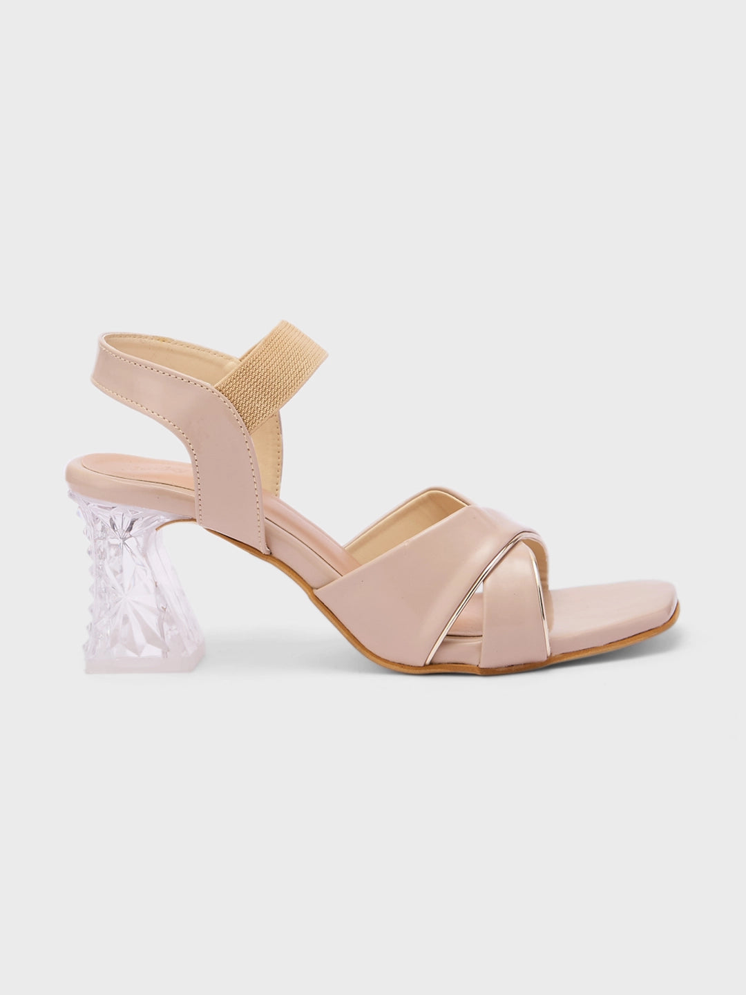 Lucky Feet Transparent Block Heels For Women, Crisscross Strap Sandals, Women Modern Heels, Unique Party Sandals