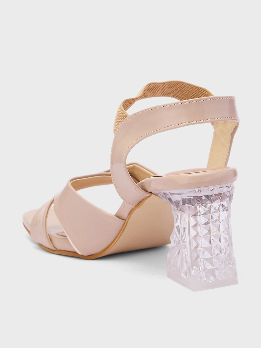 Lucky Feet Transparent Block Heels For Women, Crisscross Strap Sandals, Women Modern Heels, Unique Party Sandals