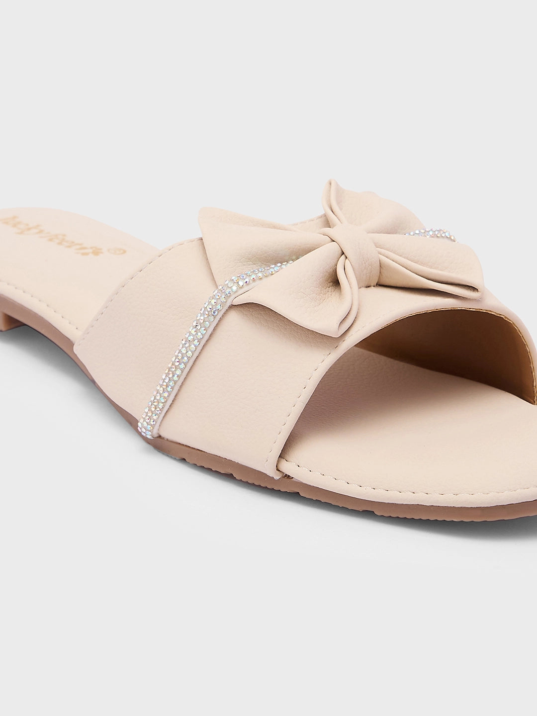 Lucky Feet Women Bow Flat Slipper with Glitter Strap