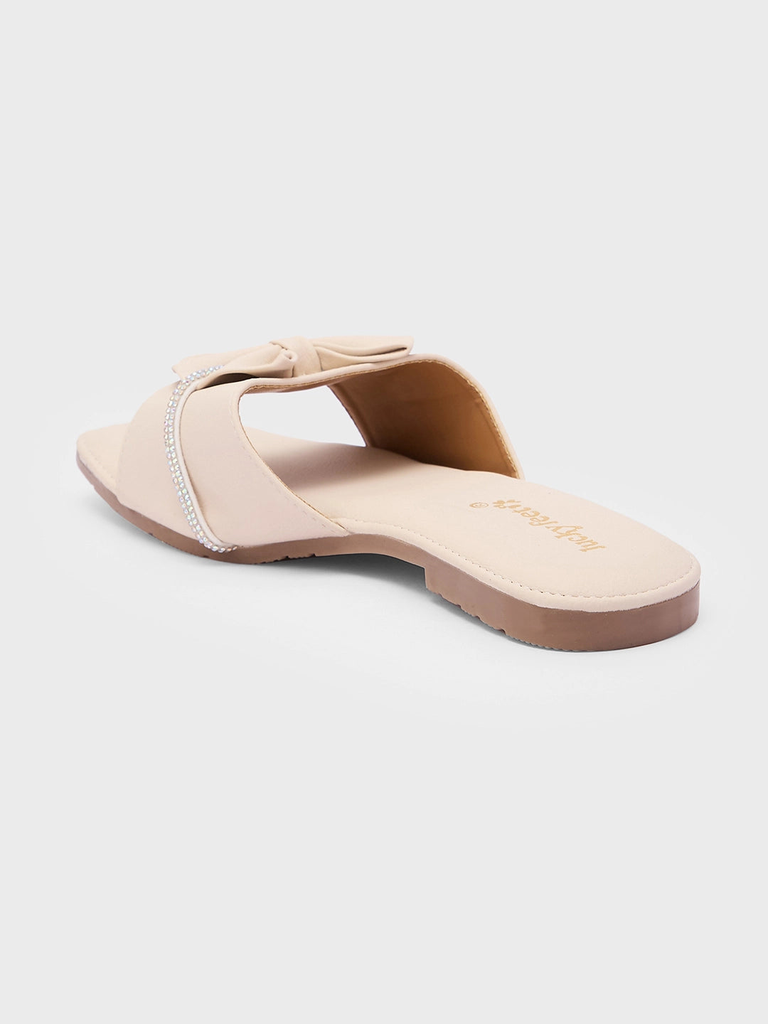 Lucky Feet Women Bow Flat Slipper with Glitter Strap