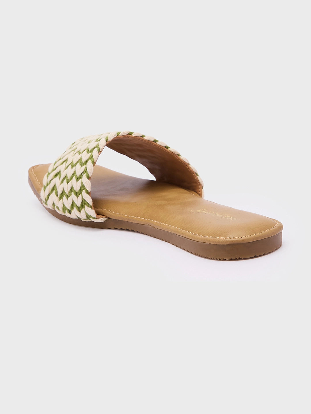 Lucky Feet Braided Flat Mules, Woven Slip-on Slipper, Women Casual Flats, Comfortable Square Toe Slipper