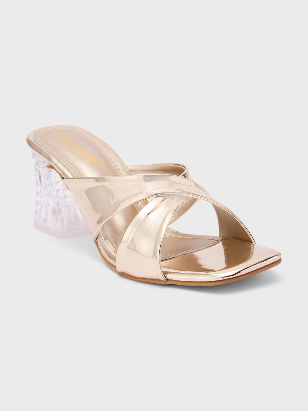 Lucky Feet Gold Metallic Block Heels, Shiny Cross Strap Shoes, Women Party Heels, Elegant Block Heel Sandals, Metallic Evening Shoes, Comfortable Block Heels
