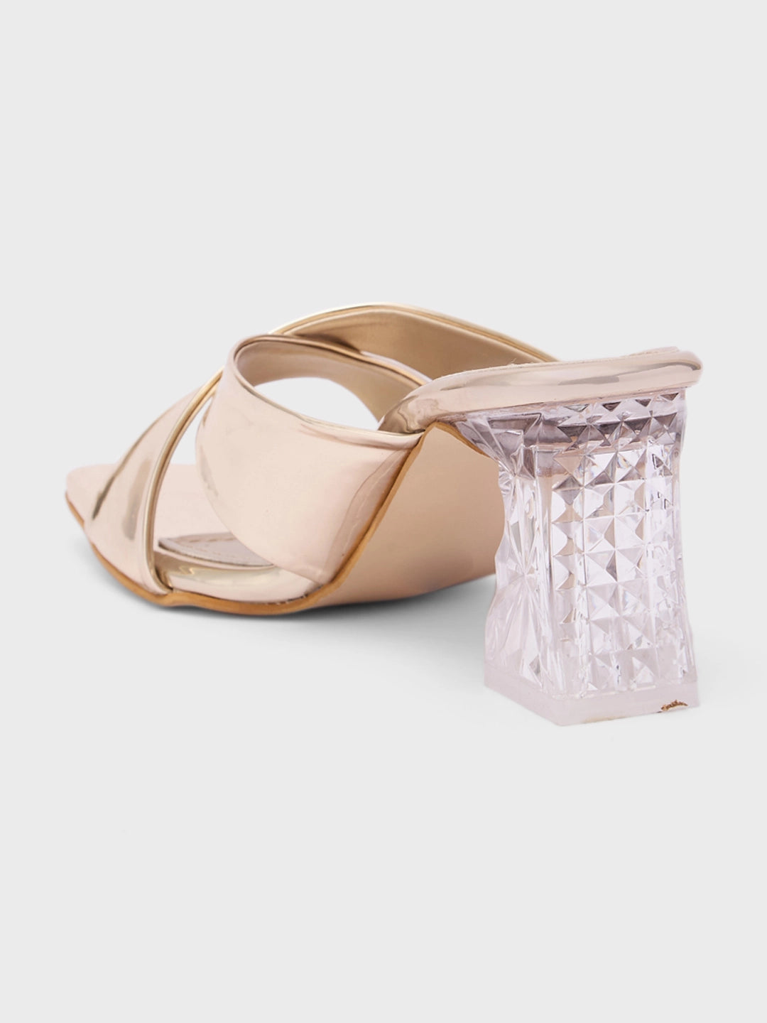 Lucky Feet Gold Metallic Block Heels, Shiny Cross Strap Shoes, Women Party Heels, Elegant Block Heel Sandals, Metallic Evening Shoes, Comfortable Block Heels