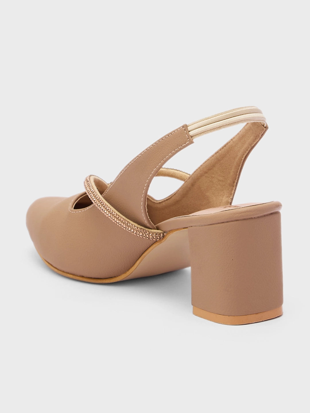 Lucky Feet Glitter Slingback Block Heels, Pointed Toe Party Shoes, Women Elegant Heels, Comfortable Block Heel Pumps, Beige Glitter Heels