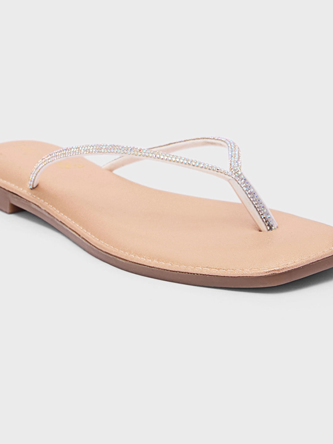 Lucky Feet Glitter V-Strap Flat Slipper for Women Sparkly Flats, Comfortable and Modern Flats Slipper